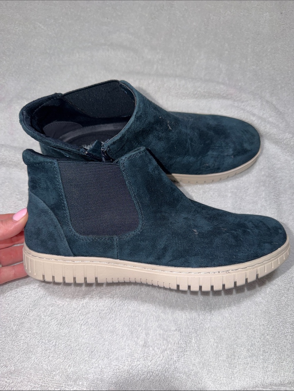 Bella Vita Dark Teal Suede Chukka Boots with Cream Sole